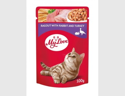 Wet cat food with turkey and rabbit 100g